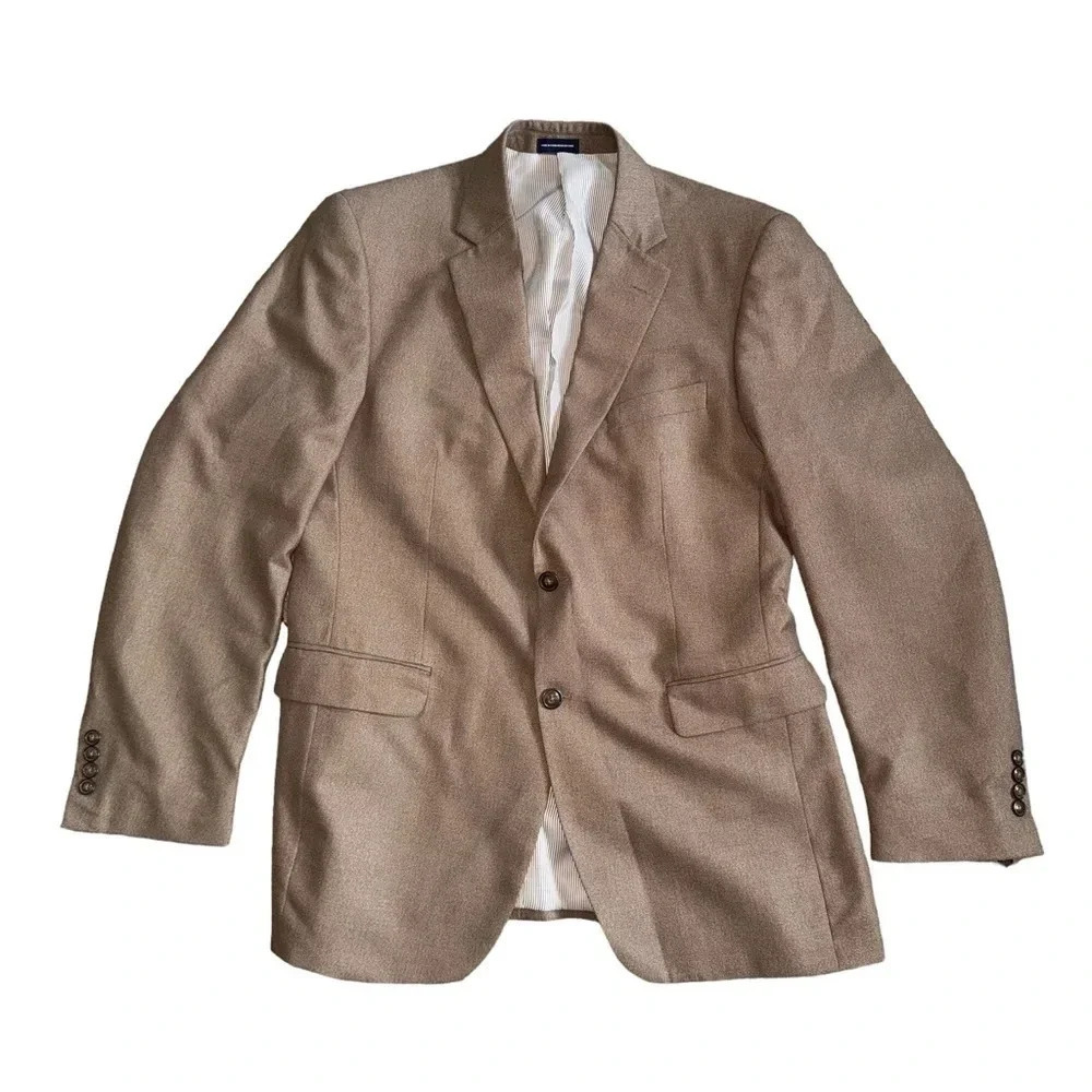 Men Stafford Essentials Blazer Sports Coat Tan Size 40 Long